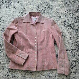 Vintage Suede Leathet A.M.I Snap Front Jacket Blush Pink Womems S